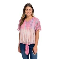 One World Woven Tie-Dye Overlay Top & Printed Knit Tank Set