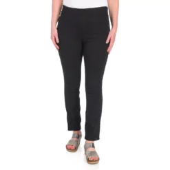 One World Twill Pull-on Mid-Rise Elastic Waist Denim Pants W/ Ankle Inset