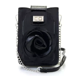 Mellow World "Rosa" Faux Patent LeatherFlower Detailed Phone Carrier