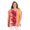 One WorldTie-DyeShort DolmanSleeve V-Neck Hi-Lo Top