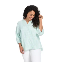 Textured Stripe Plus Size Blouse