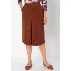 Inverted Box Pleat Corduroy Midi Skirt