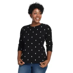 3/4 Sleeve Satin Trim Tee