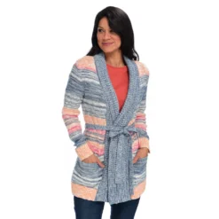 Marled Stripe Shawl Collar Cardigan Sweater