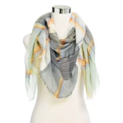 Textured Multi Stripe Oblong Scarf
