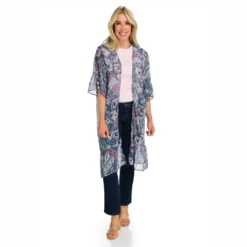 Shimmer Scarf Print Kimono