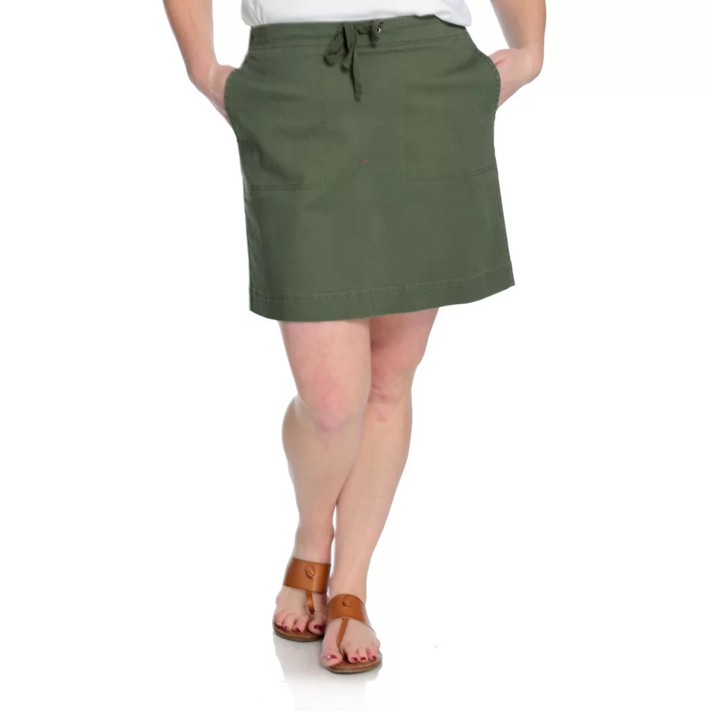 Stretch Twill Drawstring Utility Skort