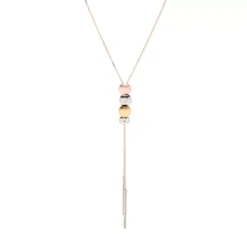 Long Metal Bead Lariat 34" Necklace