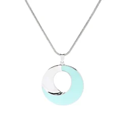 Long Enamel Circle Pendant 32" Necklace