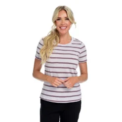 Relaxed Restyled Stripe Slub Knit Crew Neck Tee