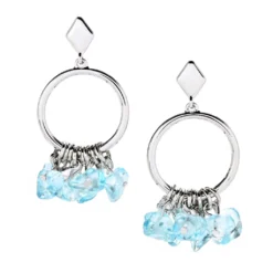 Cluster Stone Drop Fish Hook Earrings