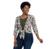 Floral Tie Front 3/4 Sleeve Cardigan