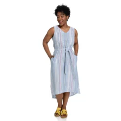 Stripe Linen Blend Sleeveless Dress