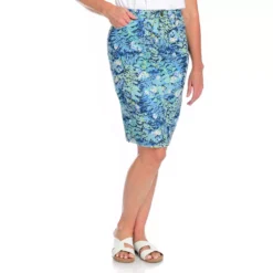 Printed Lightweight Denim Skirt