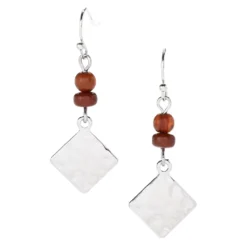 Metal AndBeaded Drop FishHook Earrings