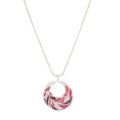 Round Enamel Pendant 32" Necklace