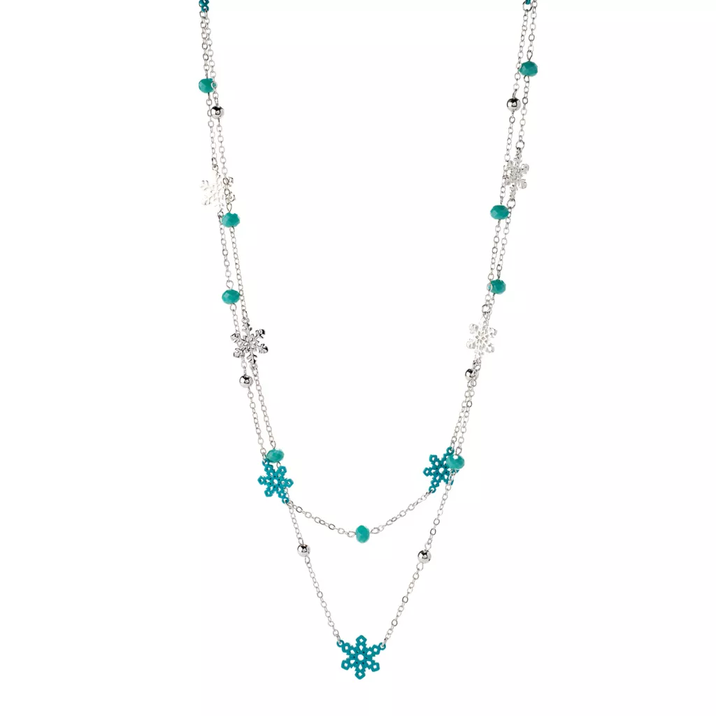 Double Layer Snowflake 32" Necklace - Image 2