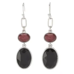 Double Drop Stone Fish Hook Earrings