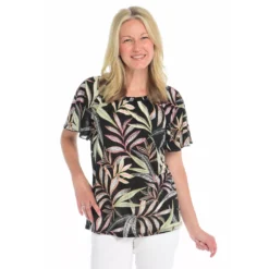 Ruffle NeckFlutter SleeveKnit Top