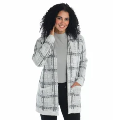 Plaid OpenFront Coatigan