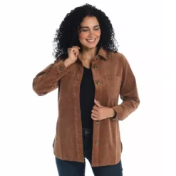Corduroy Step HemShirt Jacket
